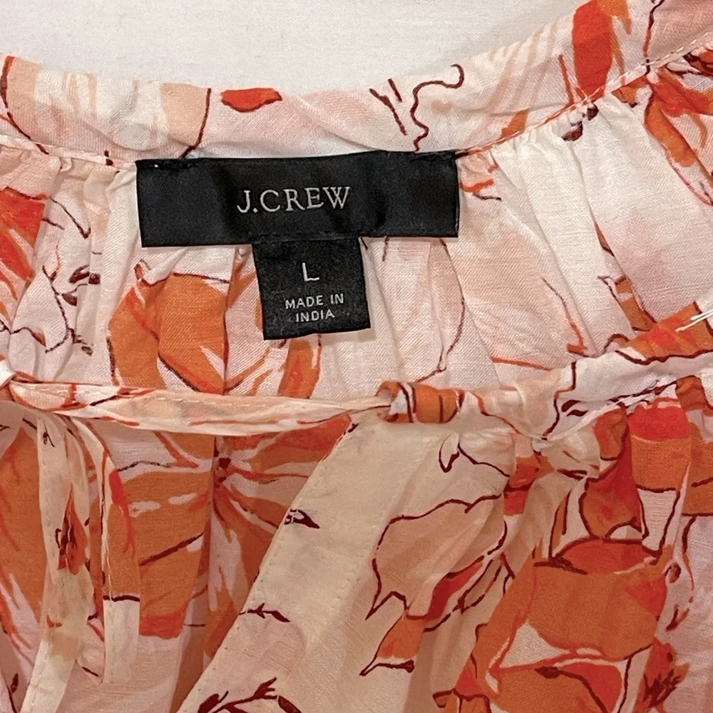 J.Crew tassel tie, breezy blooms floral cotton blend top lightweight NWOT